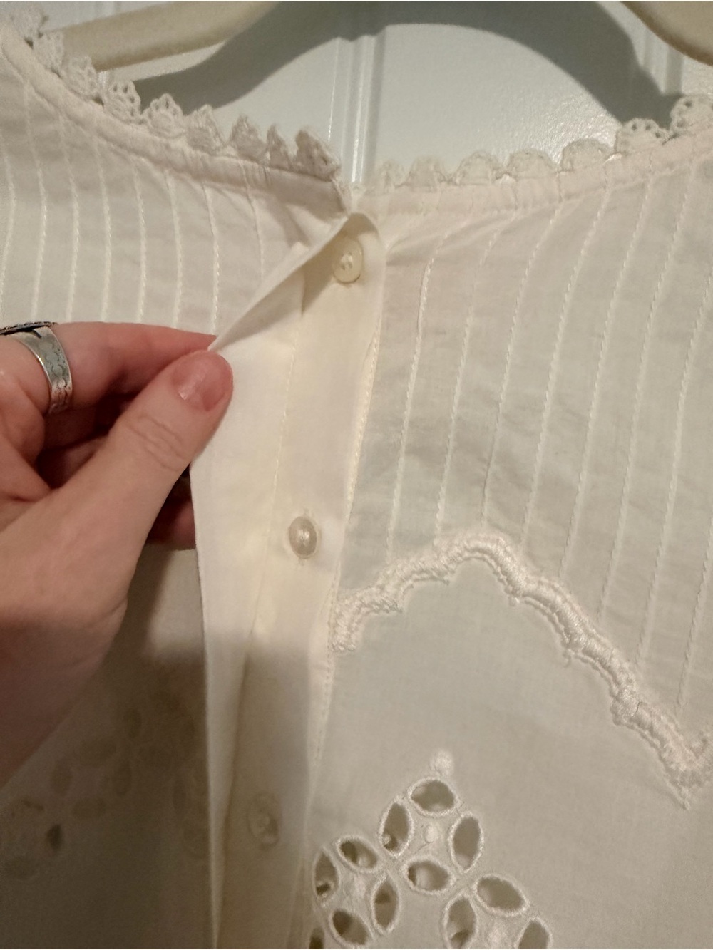 Sezane Eneala Shirt Ecru - Size 2 - Picture 5 of 8